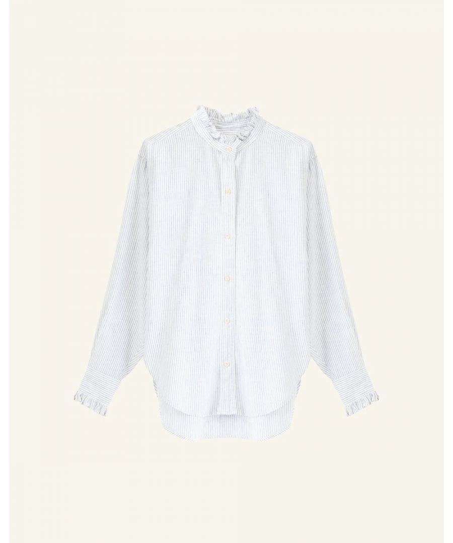 Button up. Long Sleeved. 55% Cotton, 45% Linen.