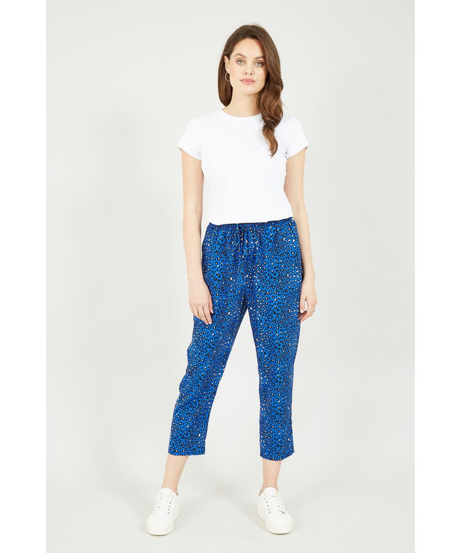 Image for Yumi Blue Animal Print Cropped Trousers