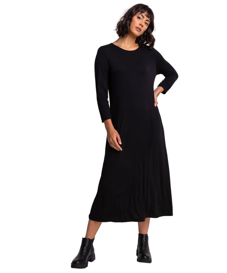 Roman Women's Pocket Jersey Midi Dress|Size: 10|black