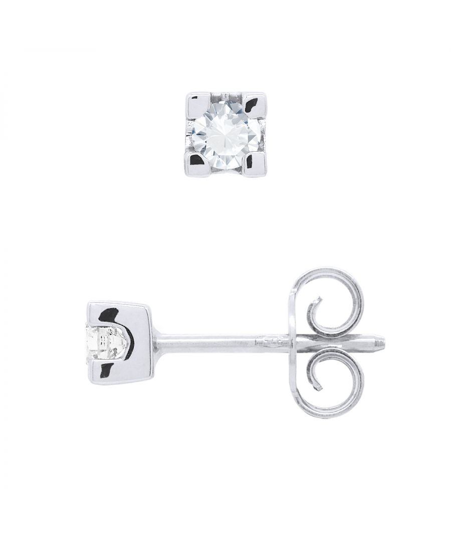Earrings Solitaire Diamonds 0,20 Cts - 2 x 0,10 Cts - White Gold 750 (18 Carats) - set 4 claw - Push System - HSI Quality - Our jewellery is made in France and will be delivered in a gift box accompanied by a Certificate of Authenticity and International Warranty
