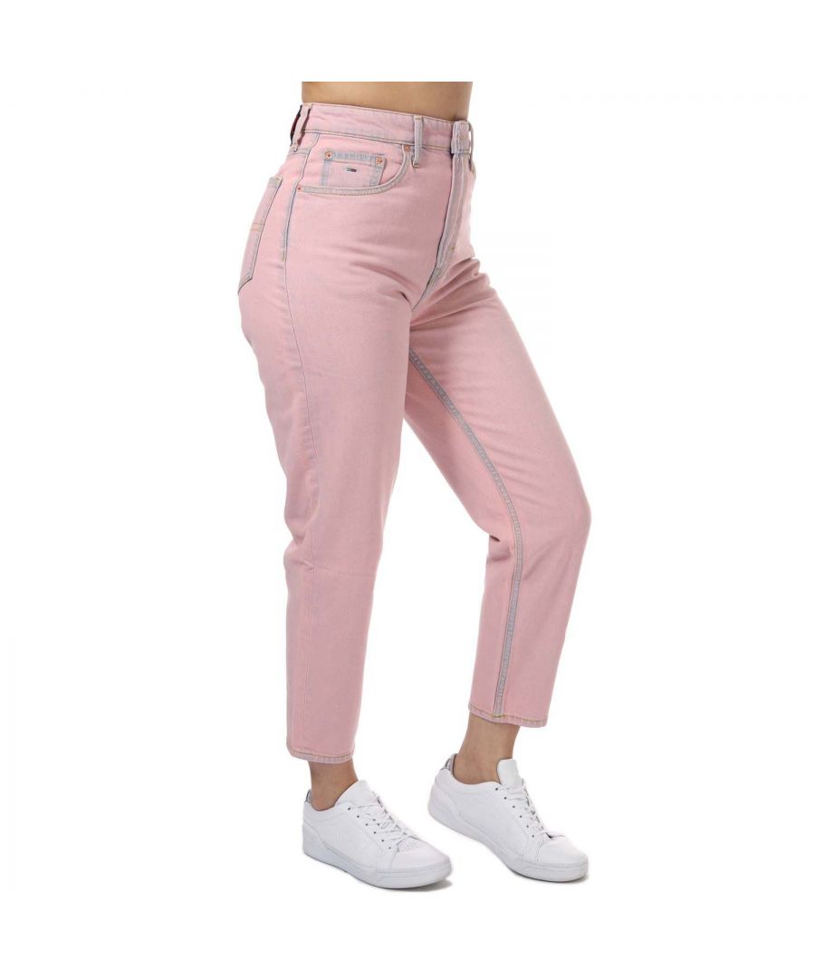 Tommy Hilfiger Womenss Mom Ultra High Rise Tapered Jeans in Pink Cotton - Size 27 Short