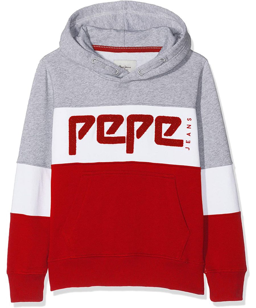 Image for Pepe Jeans Boys Contrasting Hoodie in Grey/Red