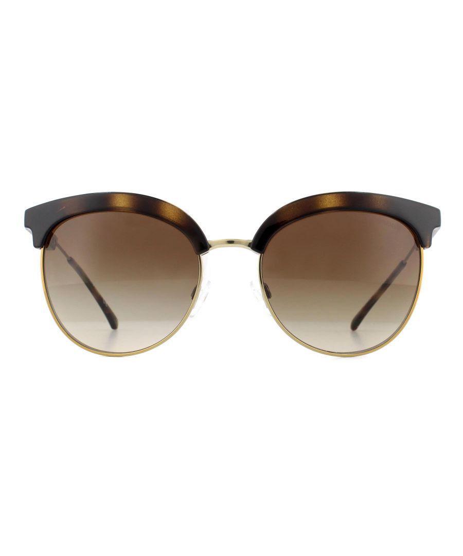 Emporio Armani Sunglasses 4102 502613 Dark Havana Pale Gold Brown Gradient have a round silhouette, are made of plastic and are designed for women