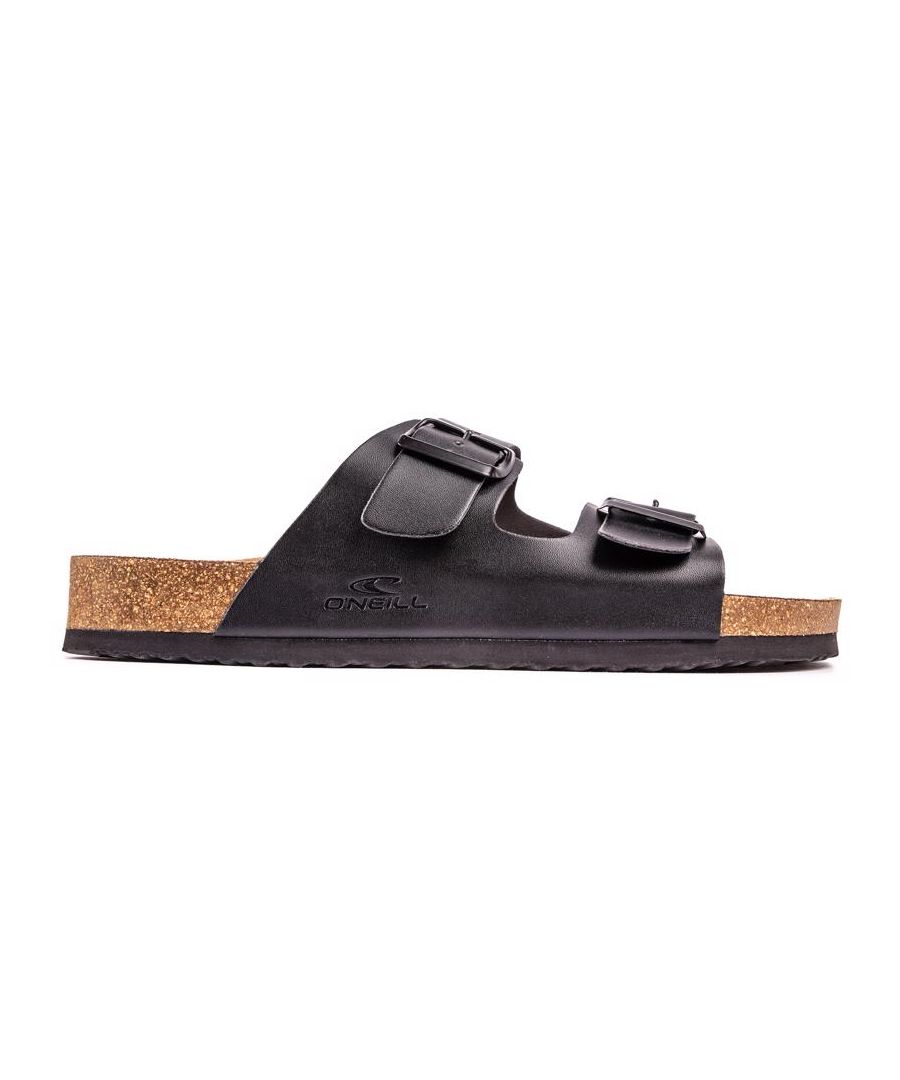 Trek deze klassieke Vince-sandalen met voetbed van het surfmerk O'Neill aan voor een relaxte casual zomerstijl. Met twee geknikte zwarte bandjes. een zool in kurklook. een zwarte buitenzool en een voorgevormd feel-good voetbed voor ultiem comfort. Deze slippers zullen een relaxte sfeer toevoegen aan je luchtige outfits.