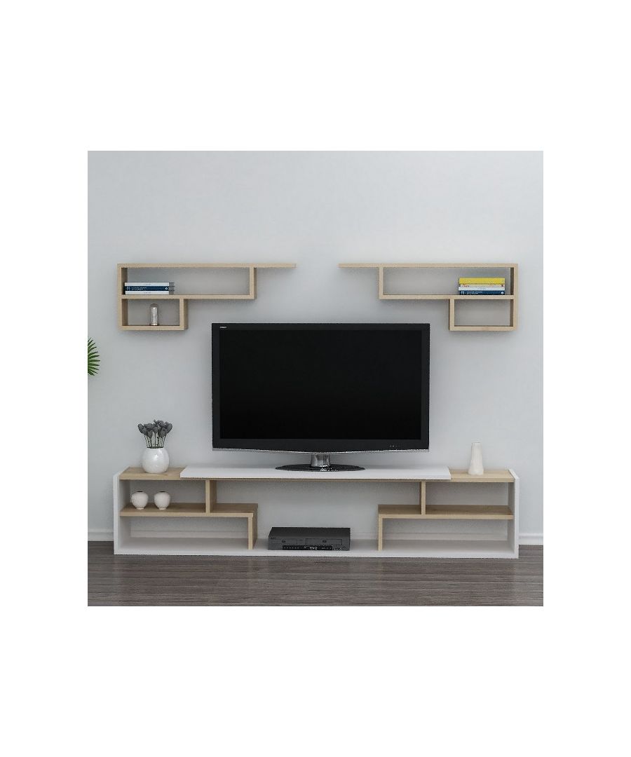 Image for HOMEMANIA Istanbul TV Stand, in White, Oak