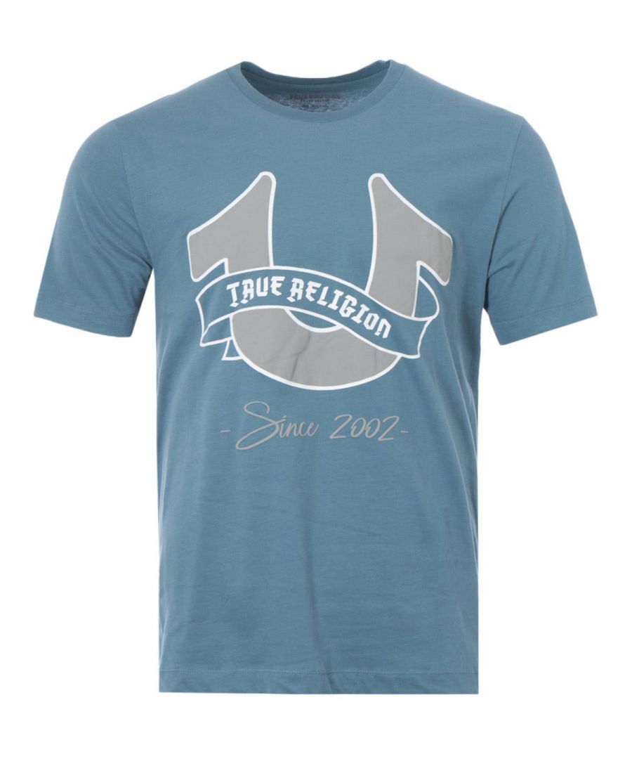 Image for True Religion Banner Horseshoe Crew Neck T-Shirt - Bluestone
