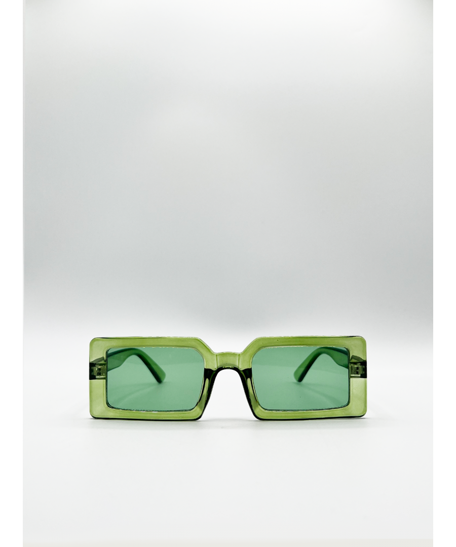 SVNX Womens Square Frame Sunglasses in Green with lens - One Size