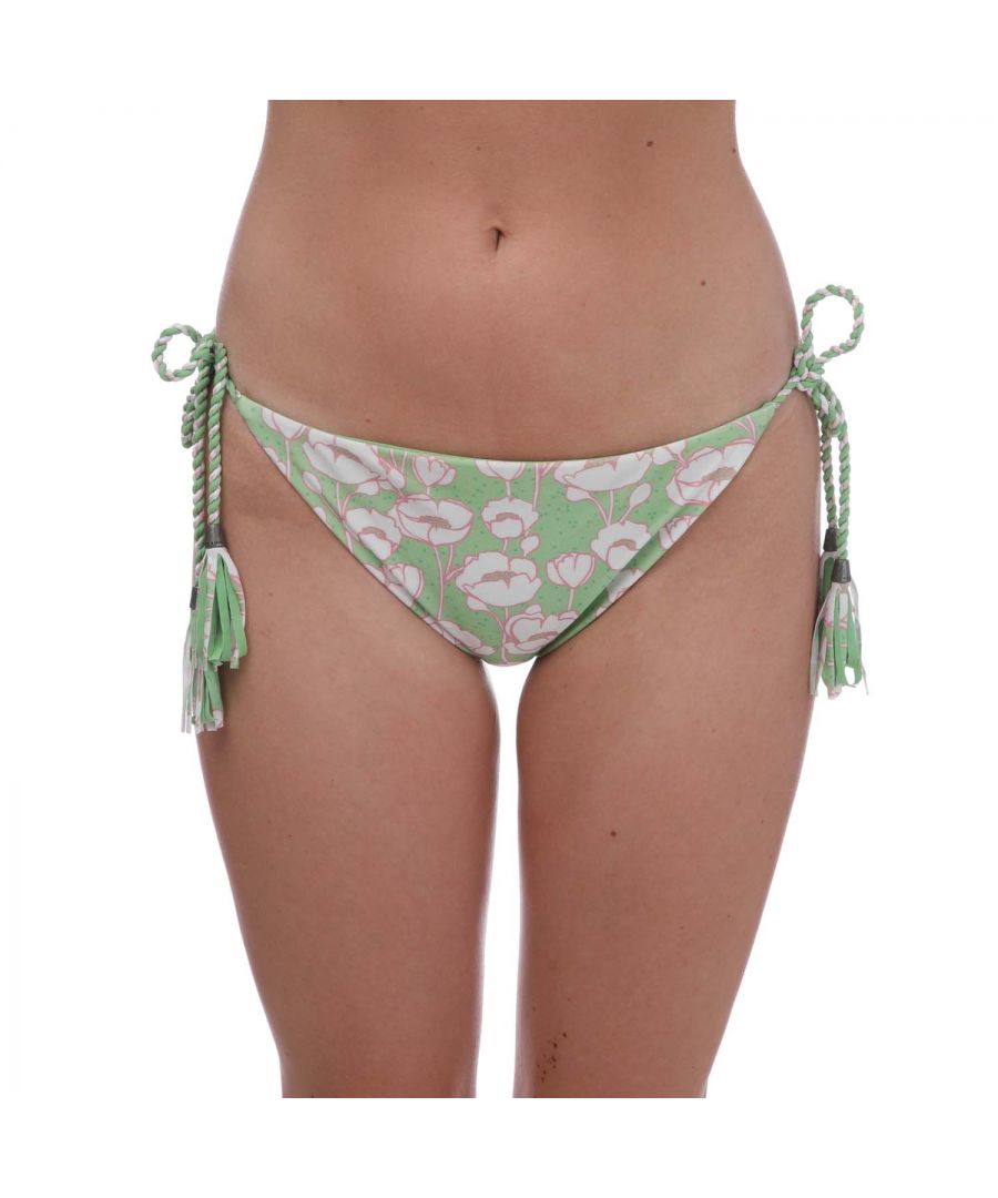 Ted Baker Womenss Rosiaah Reversible Poppy Print Bikini Bottoms in Green - Size 12 UK