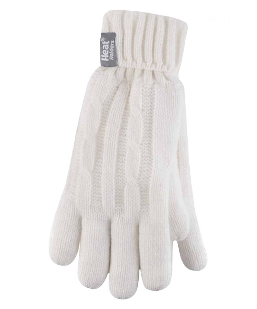 Heat Holders Thermal Gloves  When it gets cold out, you need a good pair of thermal Gloves to keep your fingers toasty warm. That's why Heat Holders has created these extra warm Gloves complete with their plush thermal fleece lining called Heatweaver. This silky, soft lining doesn't just feel luxurious, it also assures you of cosy fingers in the harsh winter. The Heatweaver lining maximises the amount of warm air held close to the skin to ensure your fingers do not get chilly.  Their outer layer is Heat Holders own specially developed yarn which is a high performance insulator which keeps the warm air in and the cold away. This is also while having superior moisture breathing abilities.  Heat Holders Gloves also have an extendable cuff which unfolds to create a protective sleeve that hugs the wrist for a secure fit, ensuring that there is no chilly gap between your wrists and your sleeves, with elasticated ribbing to hold them secure and close to your skin. These features mean that these Gloves have a TOG rating of 2.3 ensuring warmth in the bitter cold of winter.  These Gloves are available in a size Small / Medium and 7 colours to choose from.  Product Details  - Thermal Gloves - 2.3 tog rating - Heatweaver lining - Heat Holder Cuff - Elasticated Ribbing - S/M - 7 Colours - Thermal Yarn - Cable Knit - Extra warm