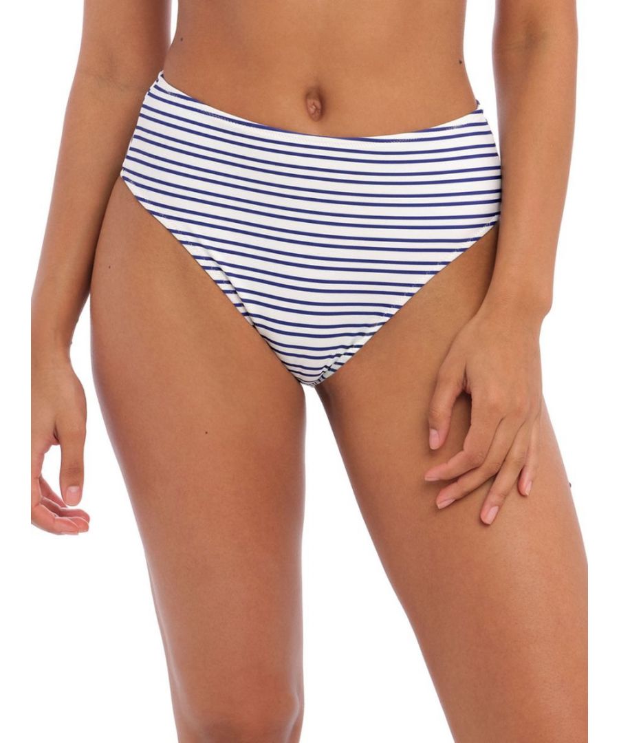 Freya New Shores High Waist Bikini Brief. High waist with scoop leg line. Medium coverage. Product is hand wash only.