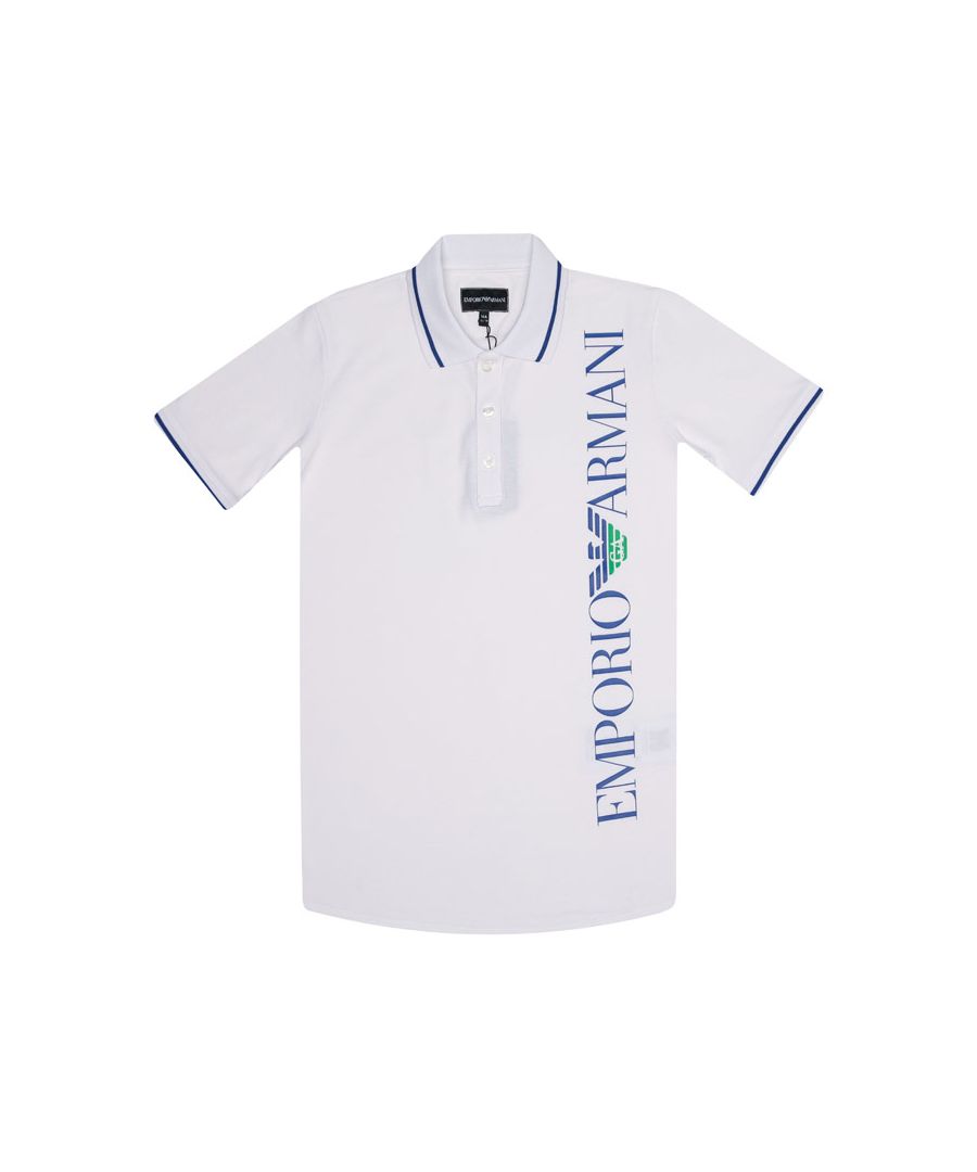 Image for Boy's Armani Junior Logo Polo Shirt in White