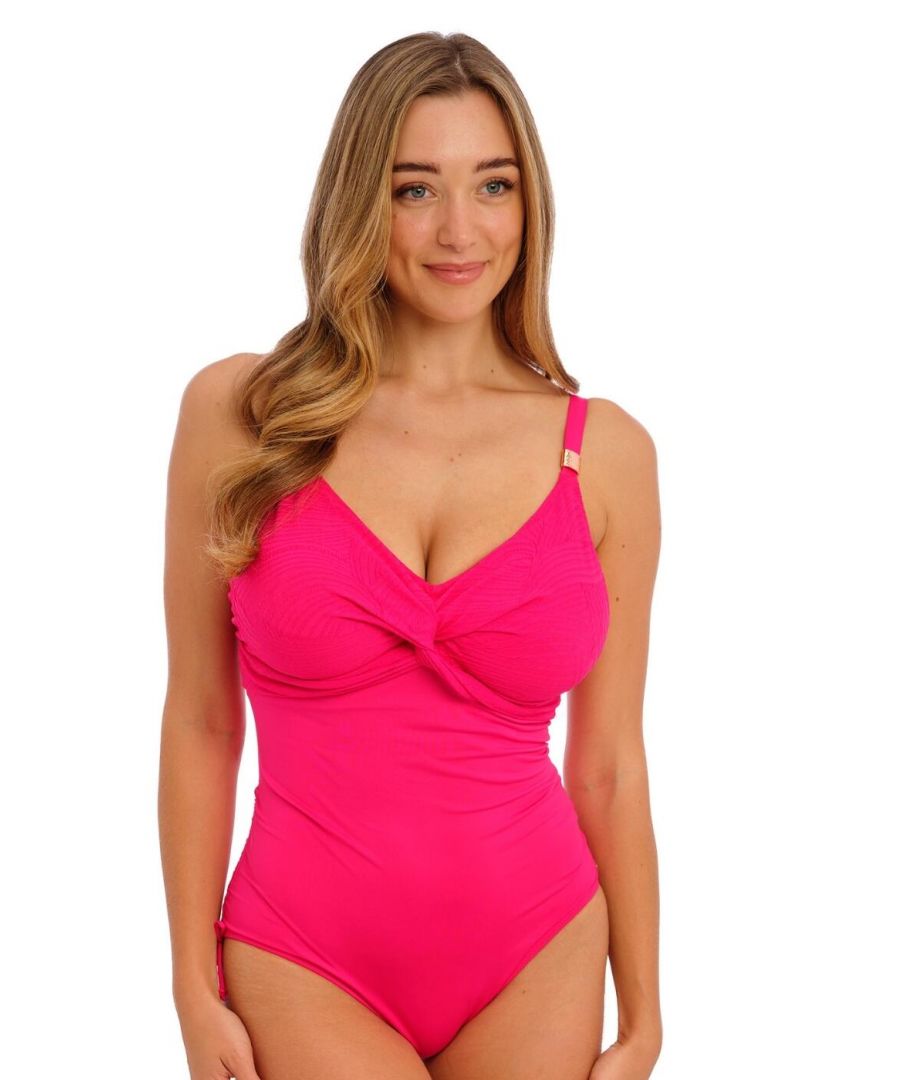 Fantasie Womens 6360 Ottawa Underwired Twisted Front Swimsuit - Pink Elastane - Size 42D