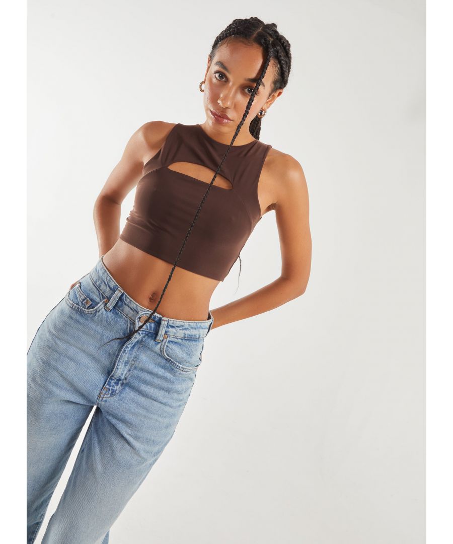 Pink Vanilla Womens Letterbox Crop Top - Chocolate - Size Medium