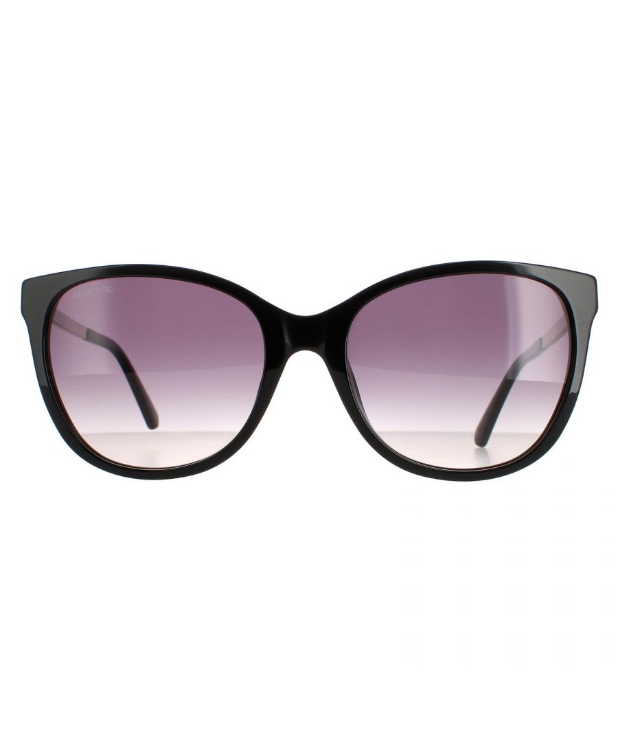 Swarovski Cat Eye Womens Matte Black Grey Gradient SK0218  SK0218 are a very fashionable modern style with typical Swarovski detailing along the arms.
