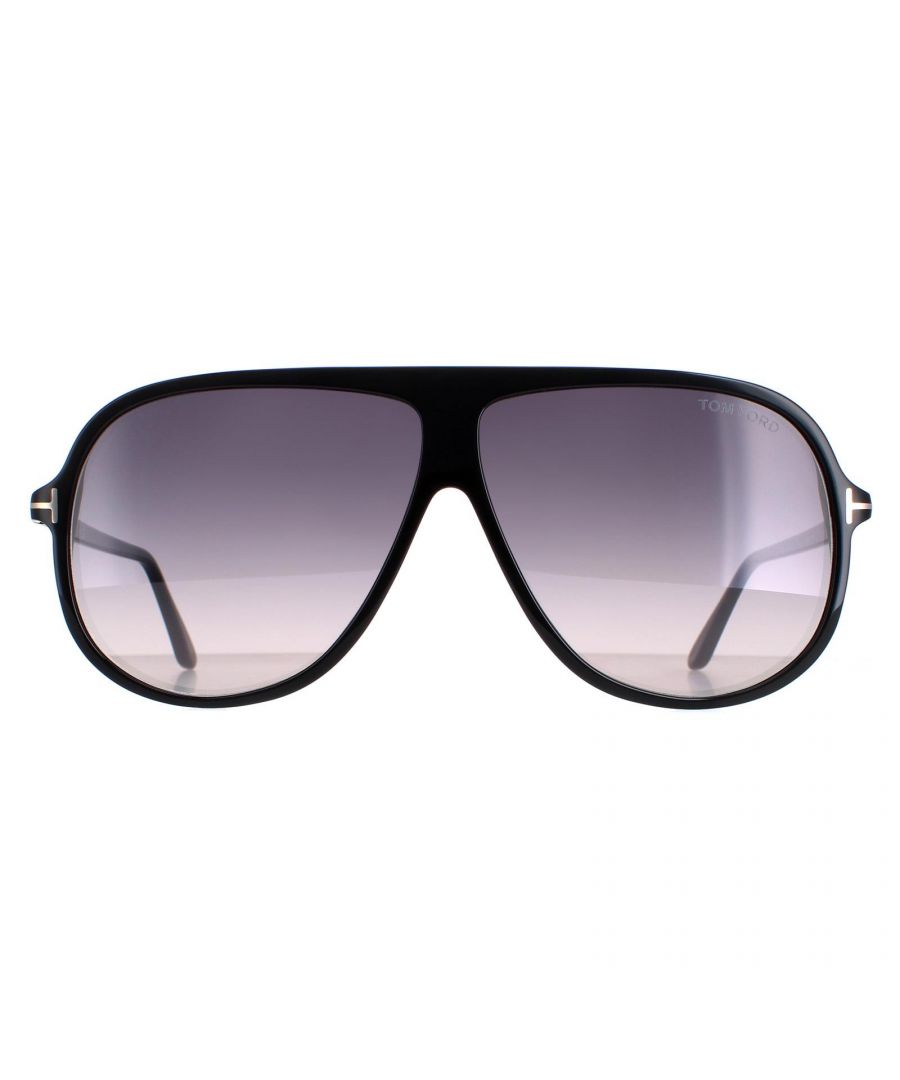 Tom Ford Shield Unisex Shiny Black Smoke Gradient Spencer 02 FT0998  Sunglasses are a sleek and stylish accessory that will elevate any look. These sunglasses are crafted with high-quality materials and feature the signature 'T' hinges to ensure everybody knows you're wearing luxurious Tom Ford. The frames are made from a durable and lightweight acetate material. The sunglasses feature a shield shape and are perfect for adding a touch of high-end style to any outfit and make a perfect statement piece for any fashion-conscious individual.