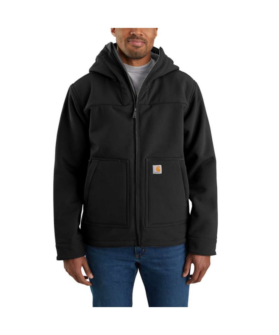 *Sizing Note* Carhartt are more generously sized, you may need to consider dropping down a size from your traditional workwear clothing. Relaxed fit. 18.6 oz/yd2 - 631 gsm. 97% Nylon/3% Elastane. Tech Canvas DWR. Inner Lining: Face: 97%Nylon/3%Elastane, Back:100% Polyester. Tech Canvas DWR Boucle Back Softshell. Rain Defender - Durable Water repellent finish. Rugged Flex - Eases movement. Wind Fighter - Tames the wind. Attached three-piece hood, with Sherpa lining and chin guard. Two lower front pockets, with zip closure and pencil stall in wearer's right pocket. Two interior pockets with hook-and-loop closures. Full-length front zipper, with kissing welt. Inner sleeve rib knit storm cuffs. Triple stitched main seams. Drop tail, adjustable hem. Carhartt label sewn on lower front.