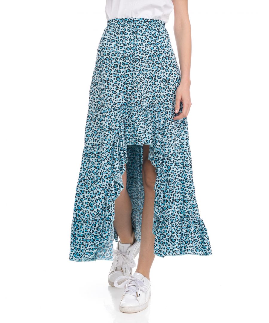High-low animal print skirt with ruffles