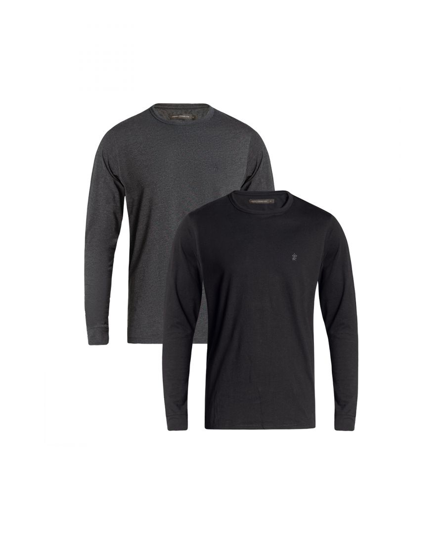This two pack of long sleeve t-shirts from French Connection is a wardrobe staple. Features French Connection rubber logo and crew neck. Made from cotton and cotton blend fabrics to ensure high quality and comfortable wear.