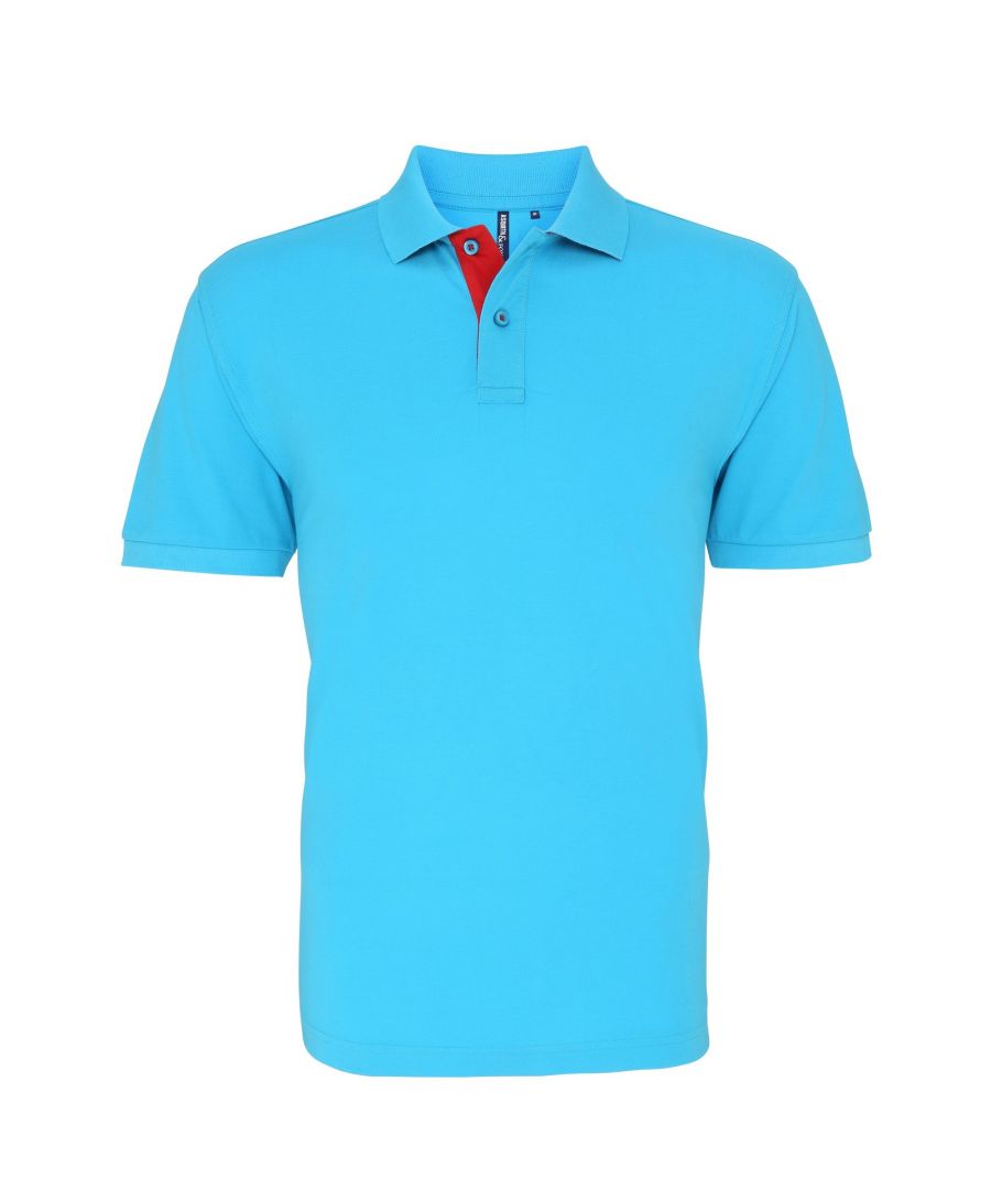 Classic fit polo. Short sleeves. Contrast detail on placket and under collar. Knitted collar and cuffs. 100% Ringspun combed cotton. Heather: 85% Ringspun cotton, 15% Viscose. S: 39in, M: 42in, L: 44in, XL: 46.5in, 2XL: 49in, 3XL: 51in.