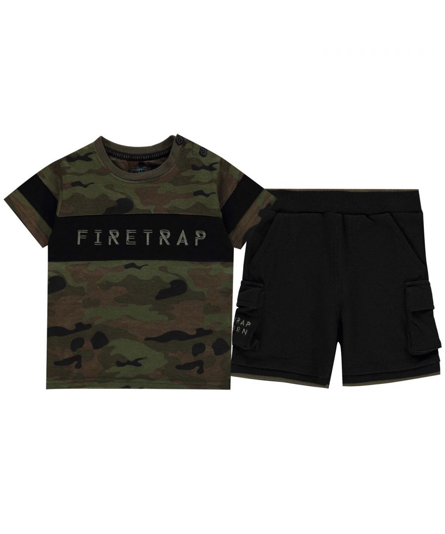 Image for Firetrap Boys Camo Short Sleeve T-Shirt and Shorts Set