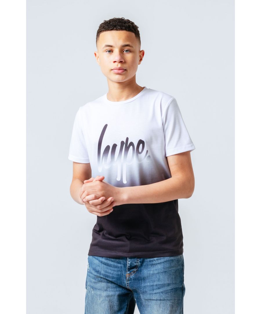 Image for Boy's Hype Junior Mono Fade T-Shirt in White Black