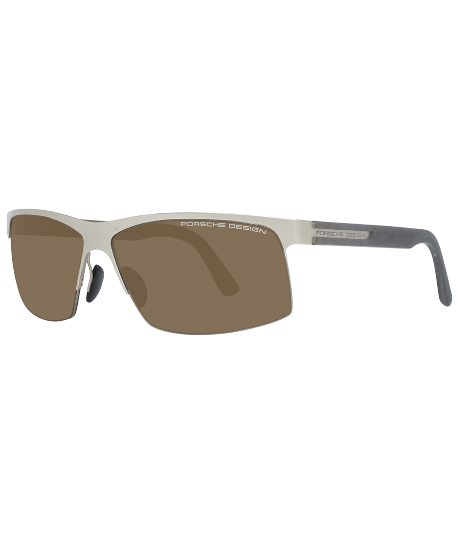 porsche design mens sunglasses p8561 b gold & grey brown stainless steel - one size