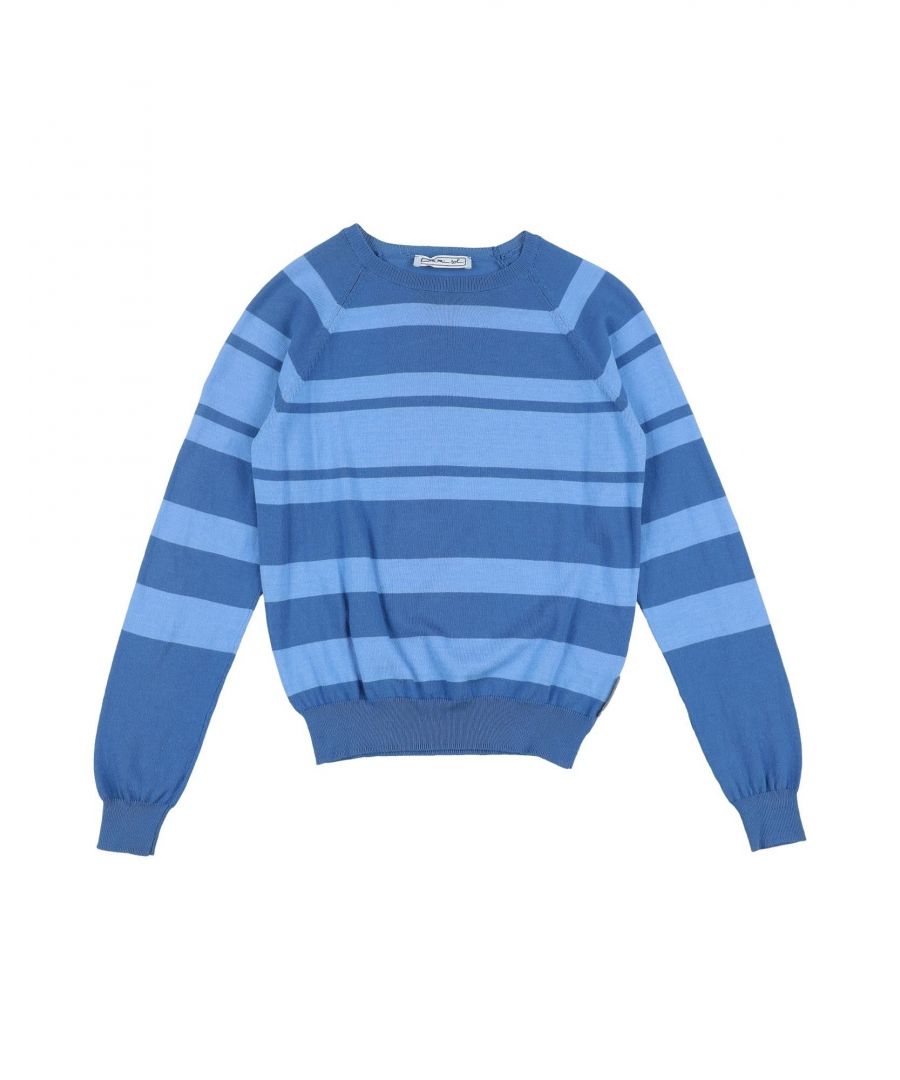 knitted, logo, stripes, round collar, lightweight knitted, long sleeves, no pockets, hand wash, dry cleanable, iron at 110° c max, do not bleach, do not tumble dry