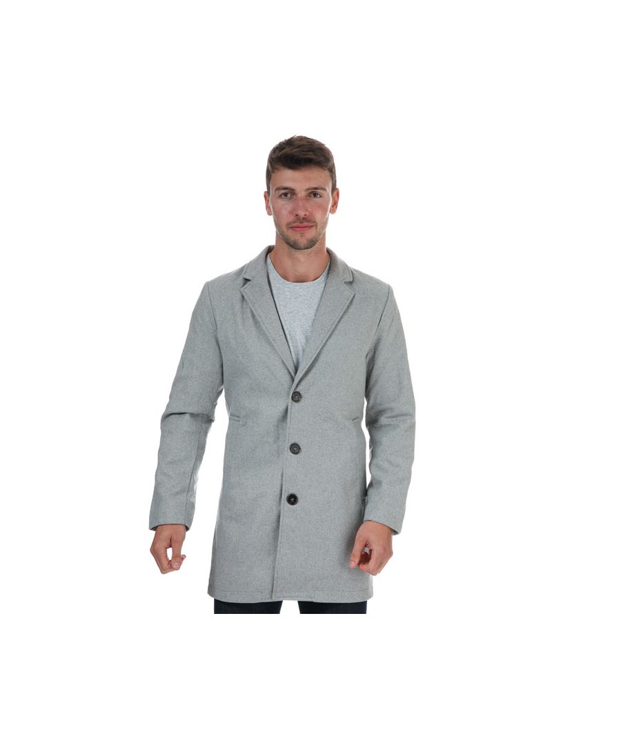 Mens Original Penguin Faux Wool Peacoat Jacket in grey.- Lapel collar.- Long sleeved.- Button front closure.- Double breasted.- Side pockets.- Regular fit.- Shell: 100% Polyester. Lining: 100% Polyester. Machine washable. - Ref: 124681706A