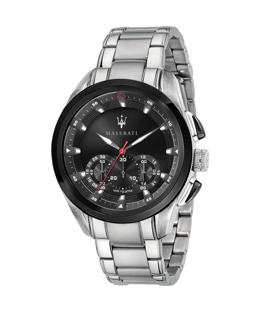 Stijlvol heren horloge van het merk Maserati. Het horloge heeft een polsbandje dat ook kleiner gemaakt kan worden, de kast heeft een diameter van 45mm en het uurwerk is van Quartz.  Merk: MaseratiModelnaam: R8873612015 (45mm)Categorie: heren horlogeMaterialen: edelstaalKleur: zilver, zwart