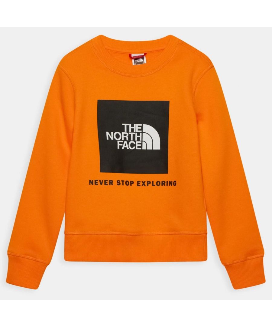The North Face Youth Box Unisex Childrens Never Stop Exploring Sweatshirt.    \nSoft Sweatshirt Fabric.    \nBrushed Back Fleece.    \nCrew Neck, Ribbed Hem and Cuffs.   \nLogo Detail to Back, Large Back Box Print to the Front.