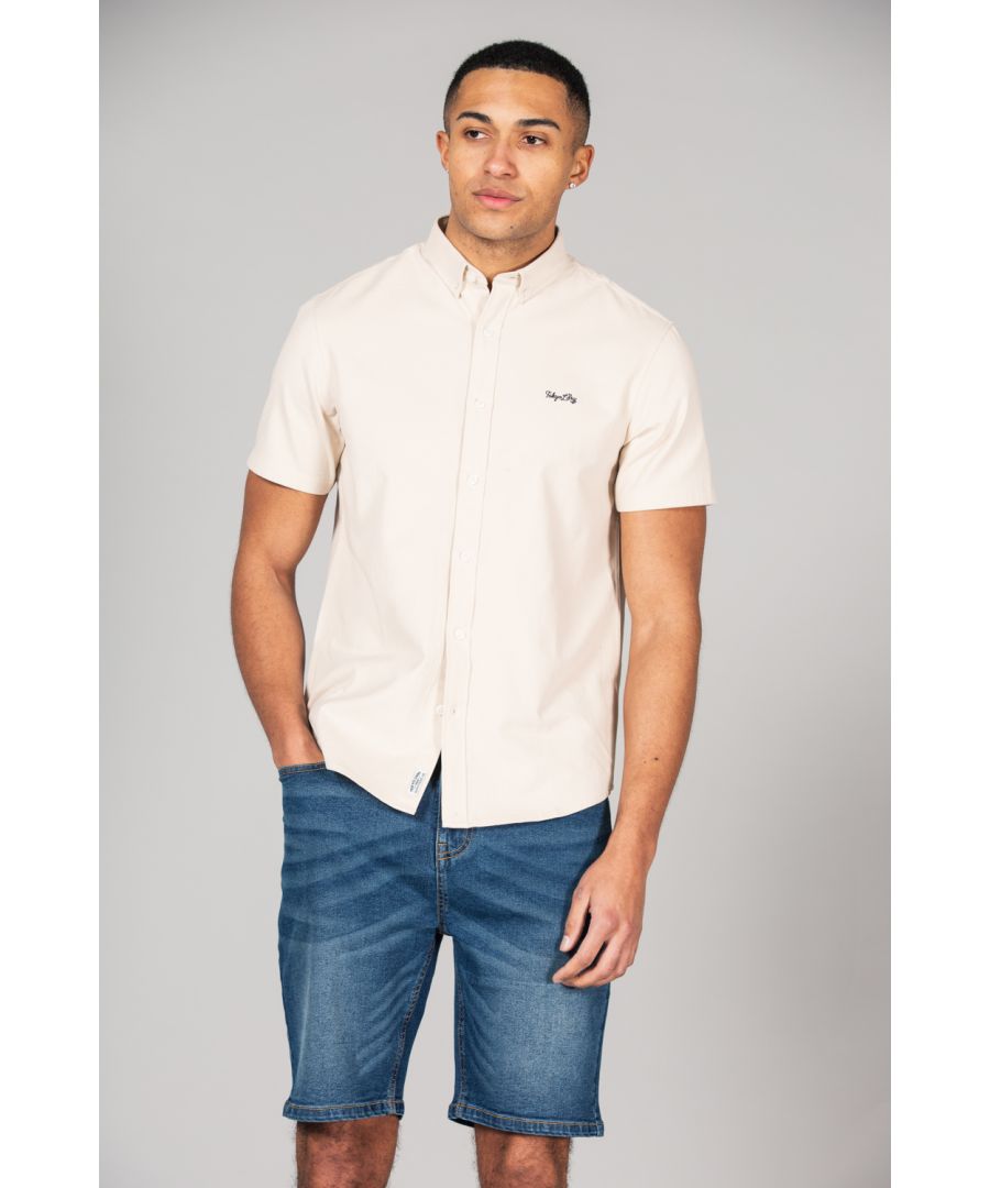 Tokyo Laundry Mens Beige Cotton Short Sleeved Button-Up Oxford Shirt - Size X-Large