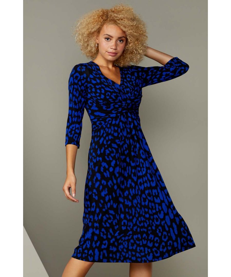 Roman Women's Animal Print Fit And Flare Dress|Size: 10|royal
