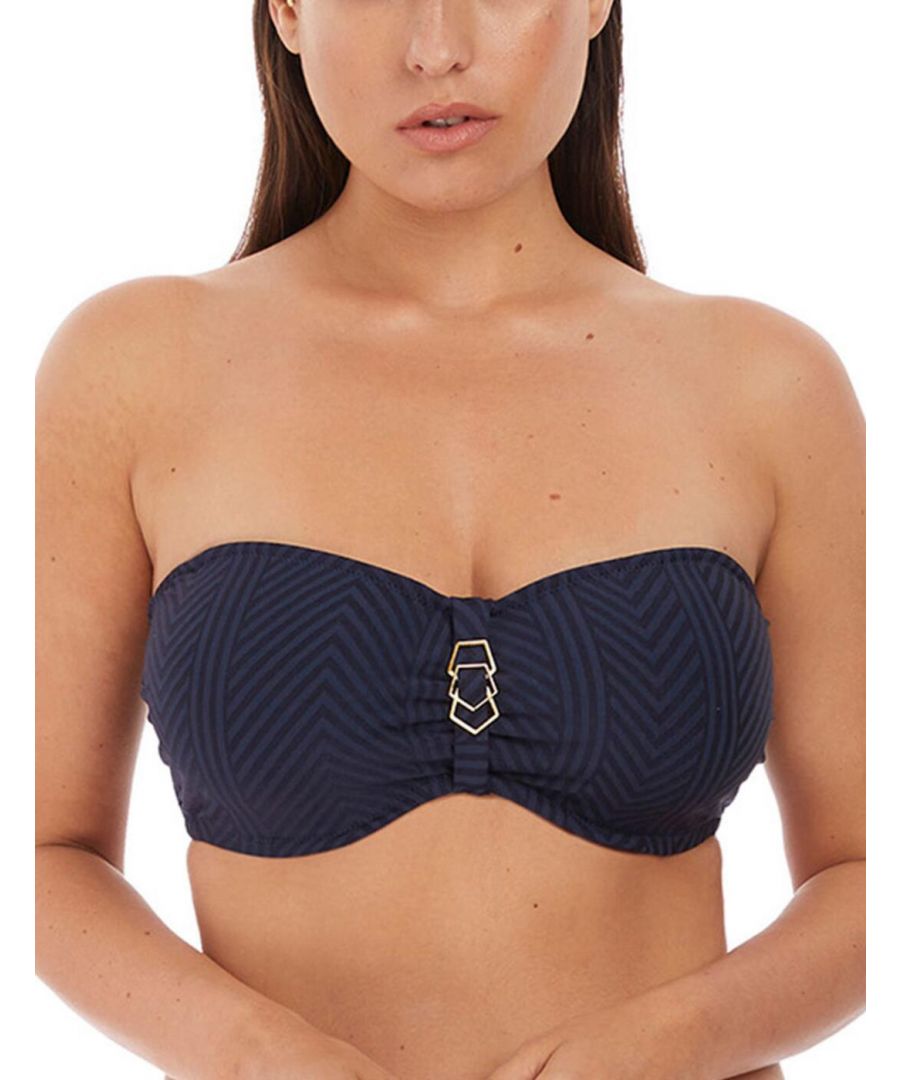 Fantasie Womens 6902 Long Island Bandeau Bikini Top - Blue polyamide - Size 32DD