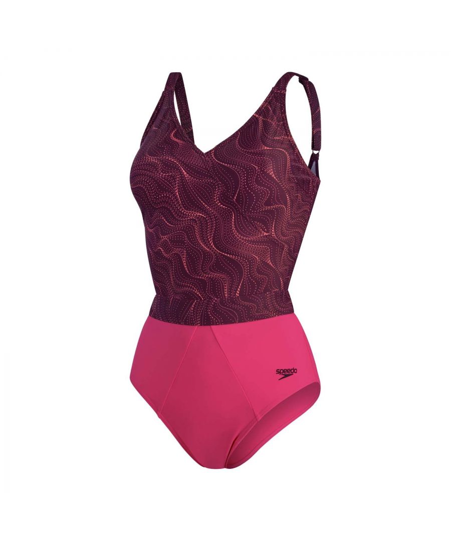 Speedo Womenss Shaping Printed Evie Tankini in Plum - Purple - Size 18 UK