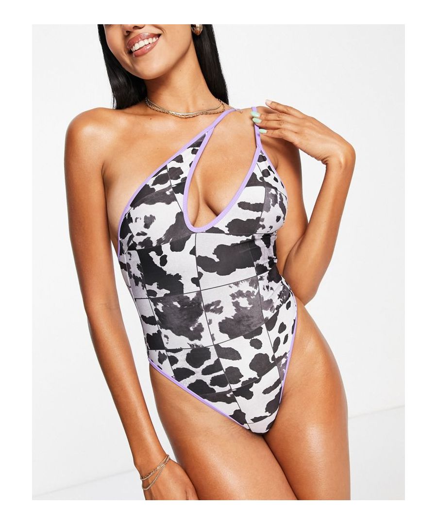 Swimwear & Beachwear by ASOS DESIGN Dreaming of the beach All-over print One-shoulder style Adjustable straps Brazilian cut Sold by Asos