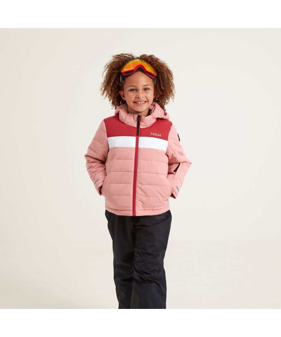 With its bold colour block design, removable elasticated hood and insulating eco filling that gives warmth without adding bulk, our Laithe kids ski jacket is perfect for holidays in the snow, weekend adventures back at home or for school. This versatile winter jacket comes in a robust and durable quilted fabric that has a water repellent coating, so it keeps kids warm, dry and cosy in a shower or light snowfall. The hood has a shaped and fused peak for added protection from the elements. Laithe has all the top technical features you’ll find in our adult ski jackets, including soft stretchy snow cuffs with thumb holes and a waterproof snowskirt with a gel print on the edge for grip. There are also plenty of pockets, including one on the sleeve for a lift pass, an inner pocket with handy ski goggle wipe attached and a mesh pocket with a D-ring to keep goggles safe in between runs down the mountain. Designed by our team in West Yorkshire with every attention paid to detail, 