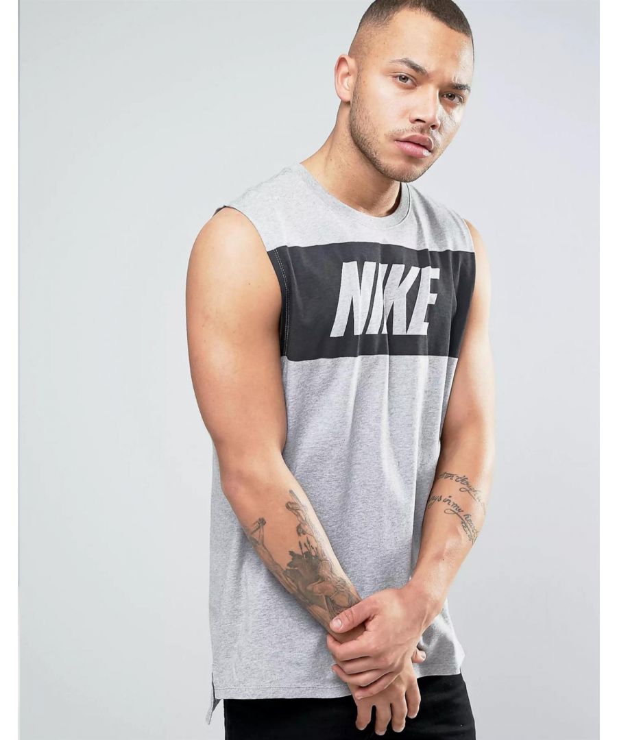 Nike Mens Retro Logo Vest In Grey Cotton - Size Small
