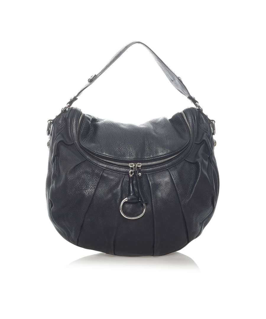 Gucci Pre-owned Womens Vintage Icon Bit Leather Hobo Bag Black Calf Leather - One Size