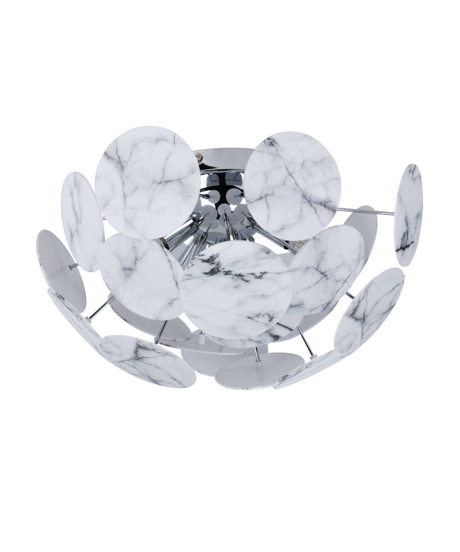 Image for Keegan White Marble Semi Flush Ceiling Light