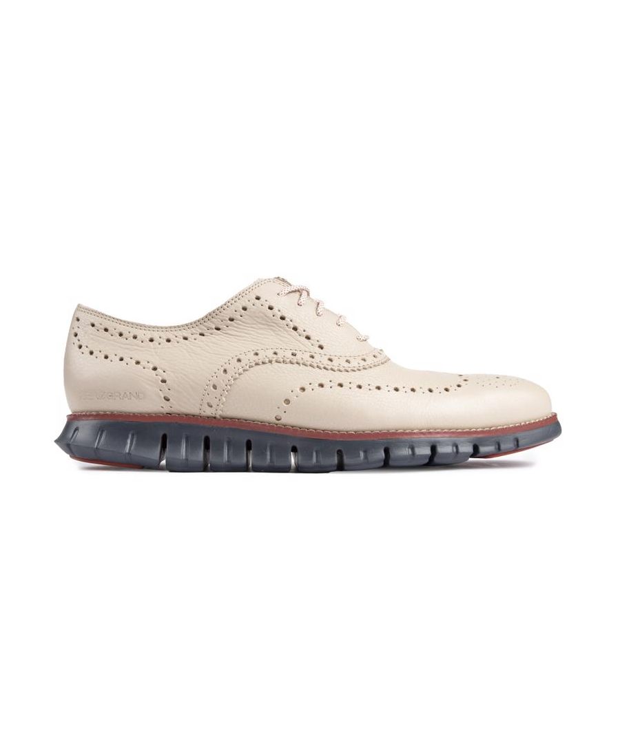 Complete Your Office To Off-duty Outfit With A Twist, With The Innovative Grand Wing Wingtip Oxford Men's Brogues By Cole Haan. Featuring A Soft Leather Upper, The Timeless Lace Up Has A Modern Kick. It Boasts The Traditional Brogue Details, Is Completed With Zero Grand Technology And A Cushioned Sock Liner For A Supremely Comfortable Wear And Finished With A Contrasting White Outsole.