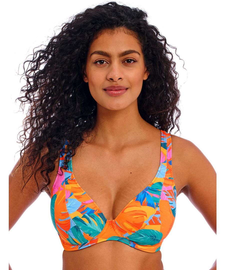 Freya Womens Aloha Coast High Apex Bikini Top - Multicolour Polyamide - Size 34DD