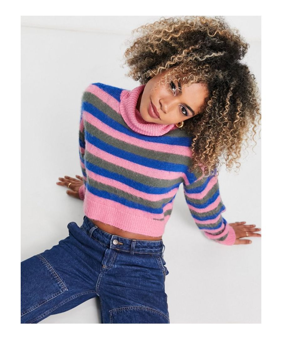 Jumpers & Cardigans by Collusion Exclusive to ASOS Stripe design Roll neck Drop shoulders Cropped length Relaxed fit Sold by Asos