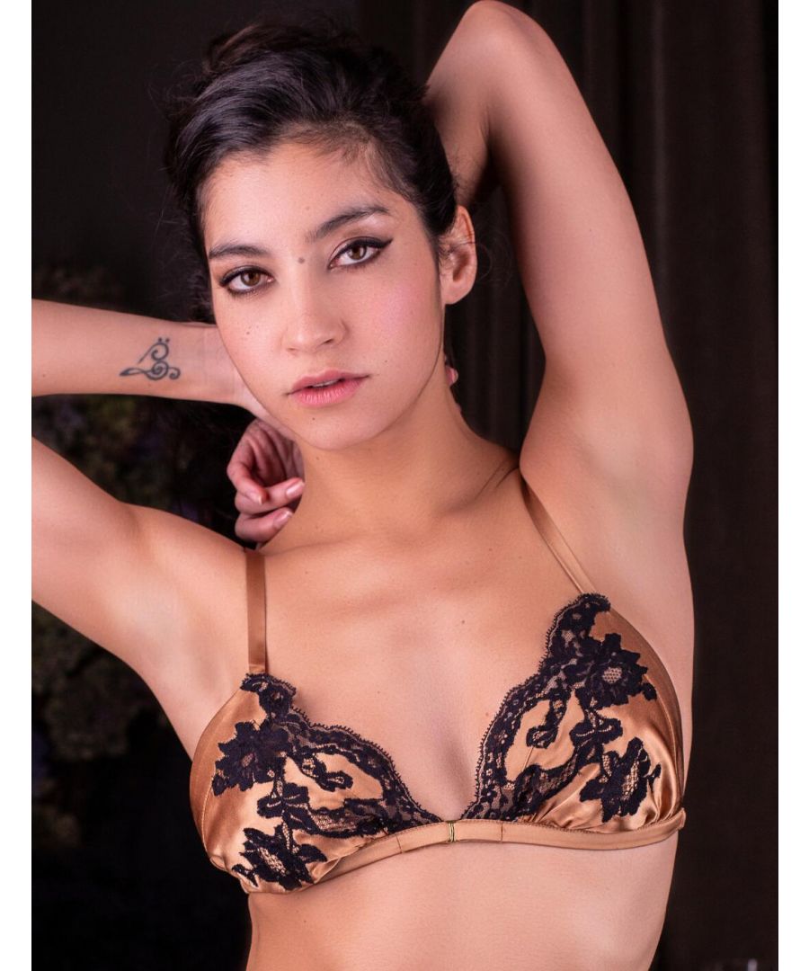 Marjolaine Womens / Silk Triangle Bra – Brown – Size Small