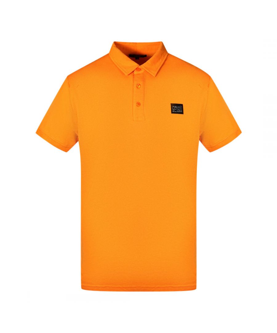 Cavalli Class Patch Logo Orange Polo Shirt