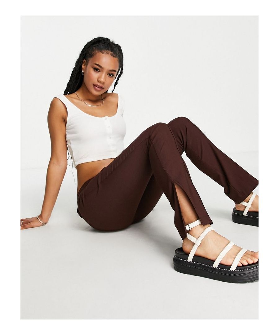 Petite trousers by Topshop Waist-down dressing Low rise Belt loops Split cuffs Flared skinny fit  Sold By: Asos