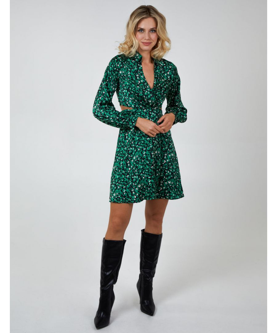 Break rules this season the Keyhole Wrap Bust Shirt Dress. With a cut out waist, a v neckline and a wrap front, this bold dress is ideal when going on a night out. Match this print dress with black boots. \n100% Polyester 