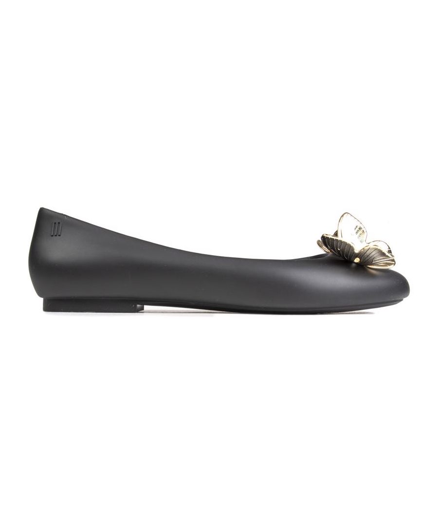Melissa Doll Butterfly Ballerinas In Matt Black Are A True Representation Of The Iconic Westwood And Melissa Aesthetic. Featuring A Beautiful, Golden Butterfly Adornment, This Vegan Shoe Is Sure To Make A Fine Statement. You Can Wear This Pair With Anything From Jeans And A T-shirt To Your Favourite Cocktail Dress.