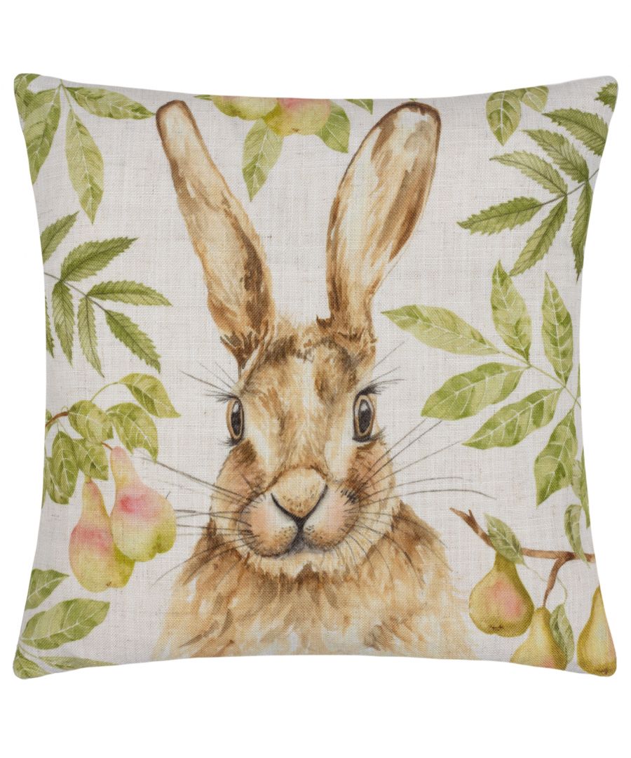 In superb hand-painted watercolour detail, the Grove Hare is poised to nibble on the juicy, ripe pears growing naturally in the orchard. Set against a fresh, linen background and printed onto soft poly-linen fabric, this cushion allows you to enjoy the wonders of British nature, adding character and amazingly detailed classic country beauty to your home.