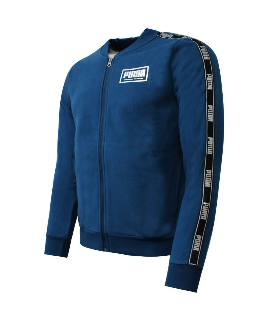 Puma Mens Holiday Pack Bomber Jacket Taped Logo Blue Track Top 581767 38 Textile - Size X-Small