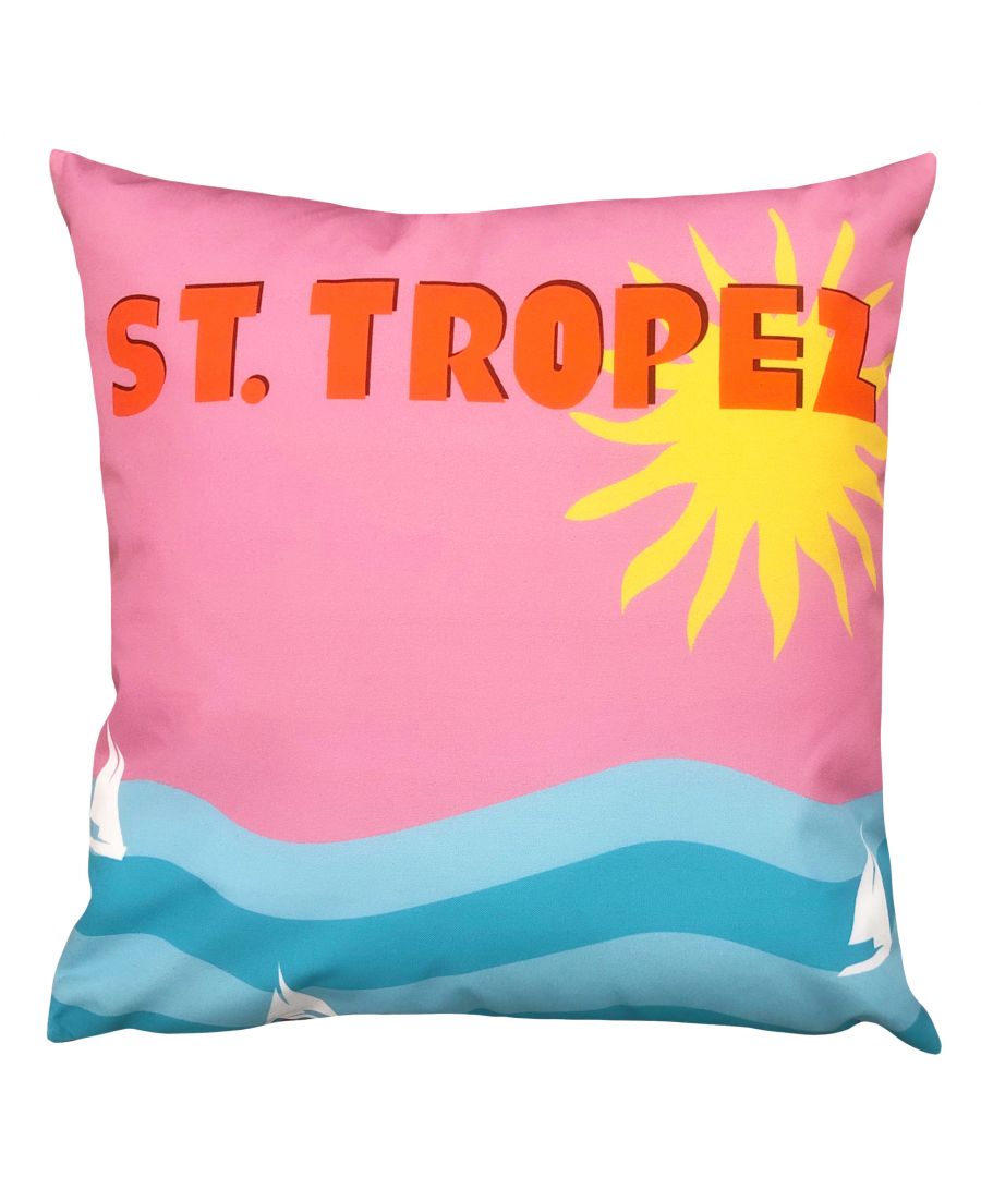 Bring the feel of French Riviera glamour to your garden this summer. A chic, colourful cushion with the focal point being a bold abstract design inspired by St Tropez. Mix and match with other cushions from the collection, pop them in your outdoor space and make a statement.